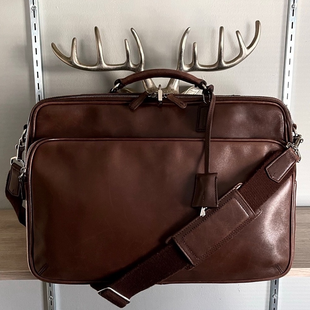 Mens Rare Vintage Coach Laptop Briefcase Bag Style# G1S-5306 Brown Leather